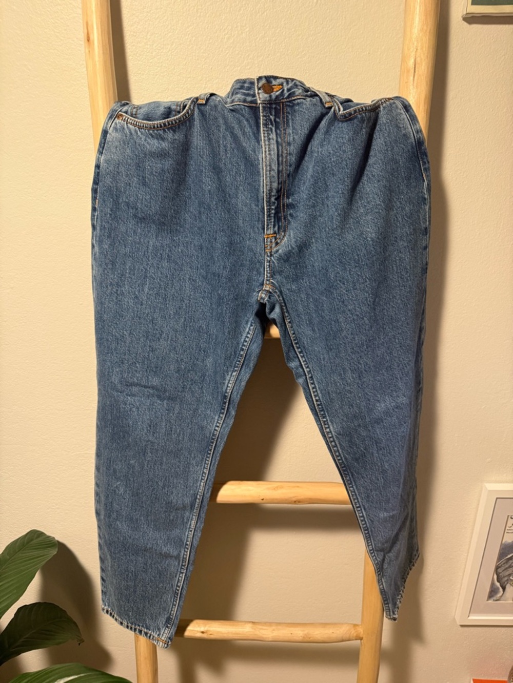 Nudie Jeans Light Blue Denim with Tan Stitching
